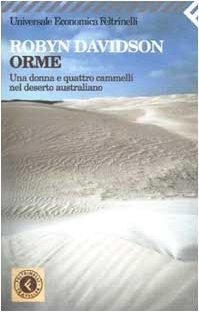 Orme : una donna e quattro cammelli nel deserto australiano - copertina