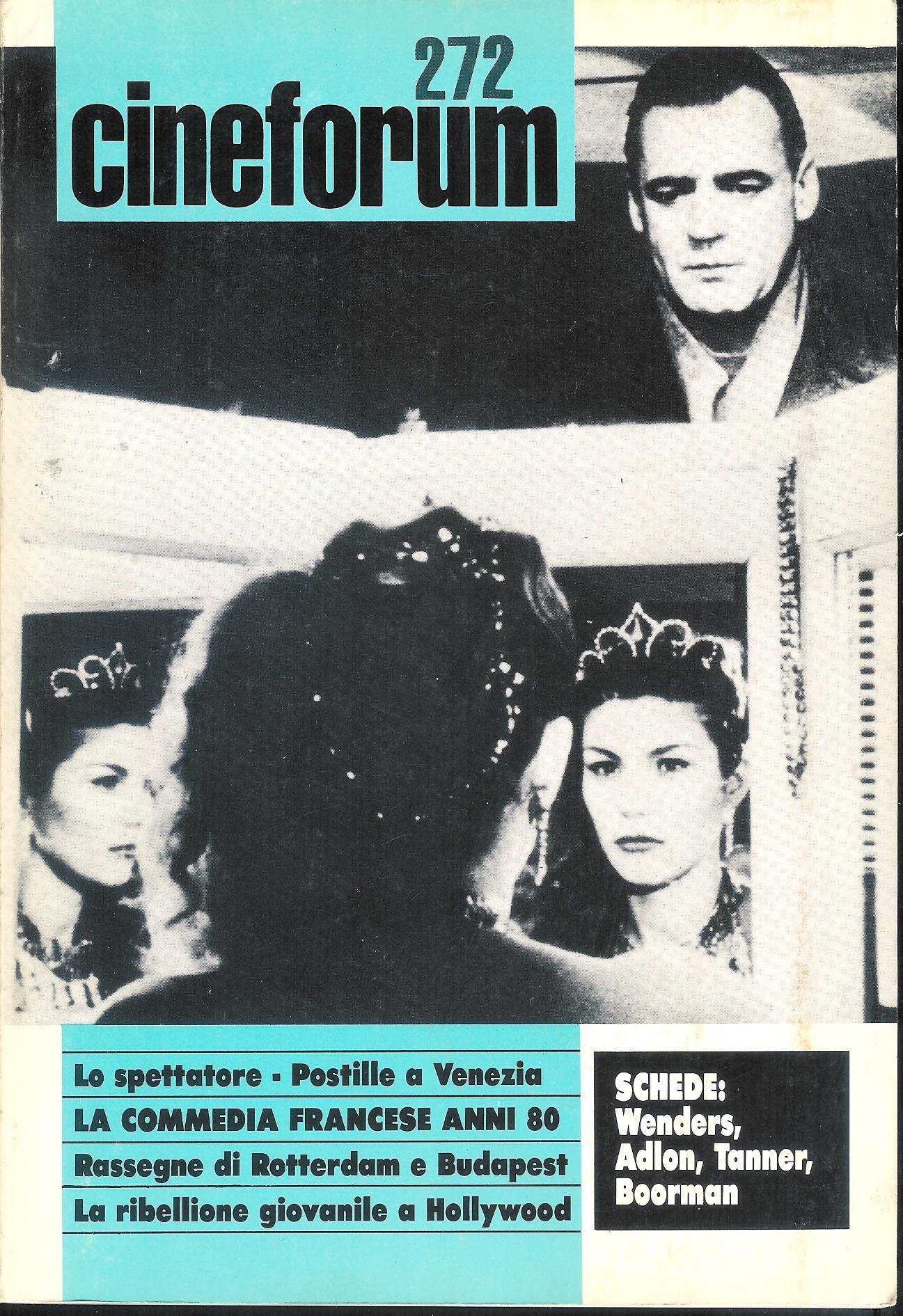 Cineforum 272 Anno XXVIII n. 3 Marzo 1988 ( rivista mensile di cultura cinematografica)