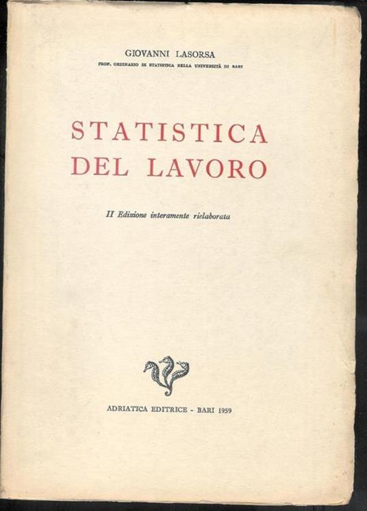 Statistica del lavoro II° edizione - Giovanni Lasorsa - copertina