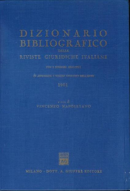 Dizionario bibliografico delle riviste giuridiche italiane - anno 1981 - copertina