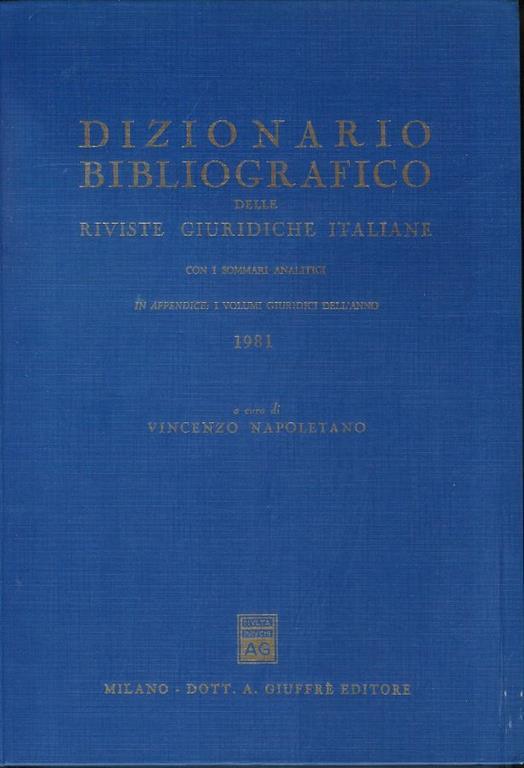 Dizionario bibliografico delle riviste giuridiche italiane - anno 1981 - copertina