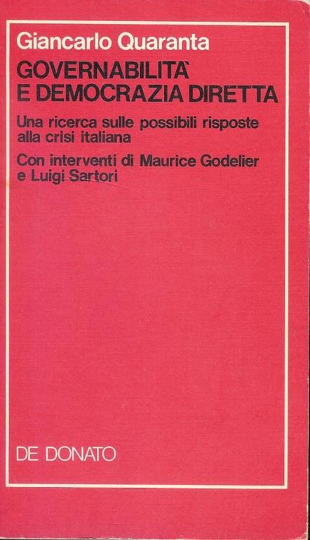 Governabilità e democrazia diretta - Giancarlo Quaranta - copertina