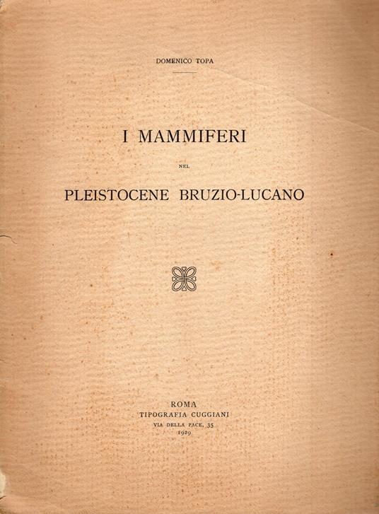 I mammiferi nel Pleistocene Bruzio - Lucano - Domenico Topa - copertina