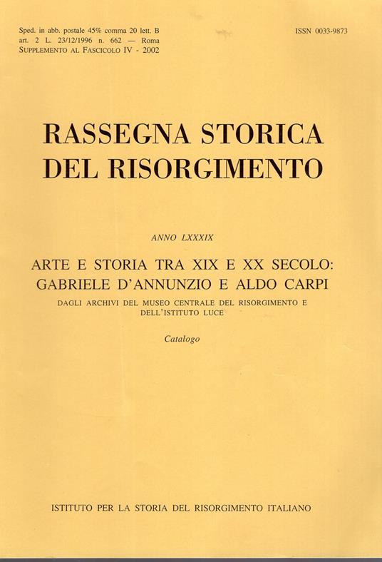 Rassegna storica del risorgimento Anno LXXXIX - copertina