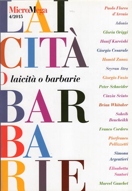 Micromega n. 4/2015 Laicità o barbarie - copertina