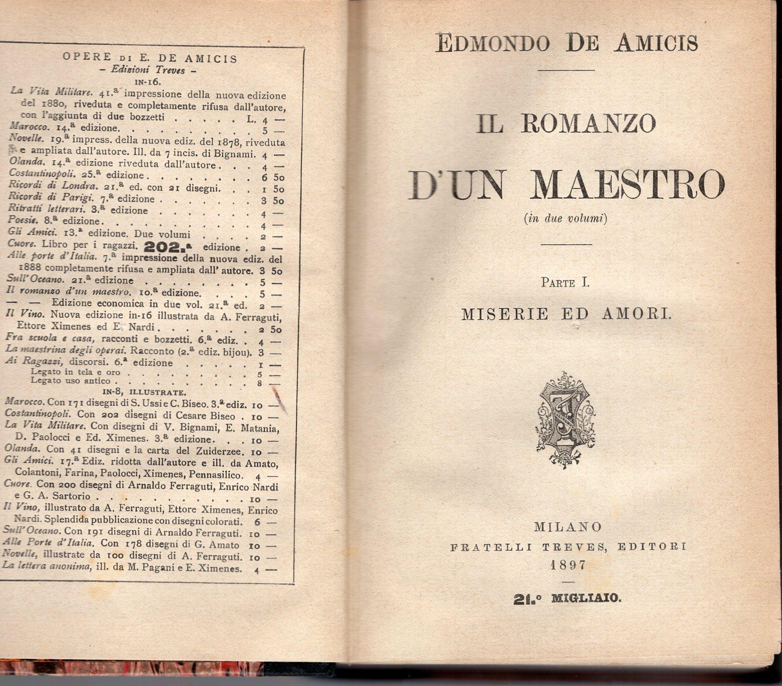 Il romanzo d'un maestro ( due volumi rilegati in un unico tomo)