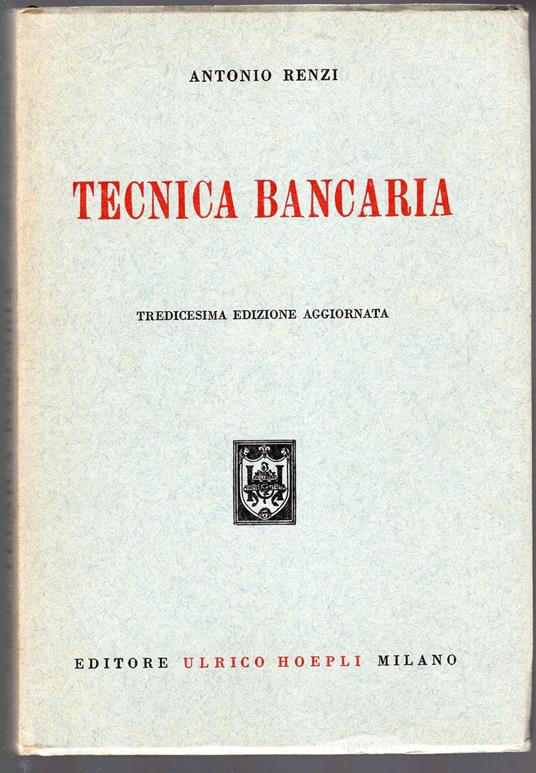 Tecnica bancaria - Antonio Renzi - copertina