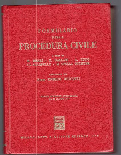 Formulario della Procedura Civile ( 1978) - copertina