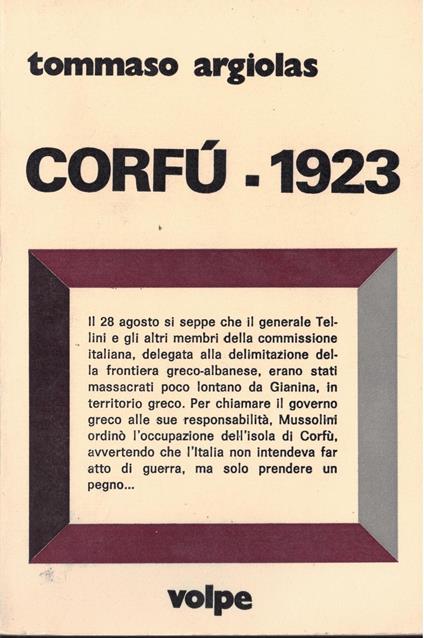 Corfù 1923 - Tommaso Argiolas - copertina
