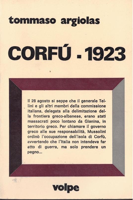 Corfù 1923 - Tommaso Argiolas - copertina