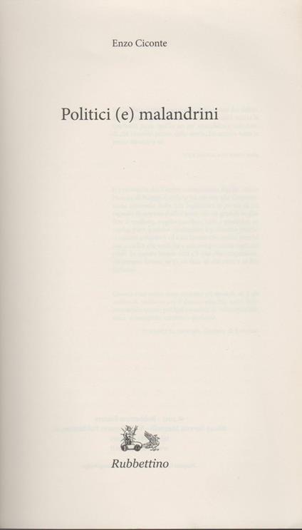 Politici (e) malandrini - copertina