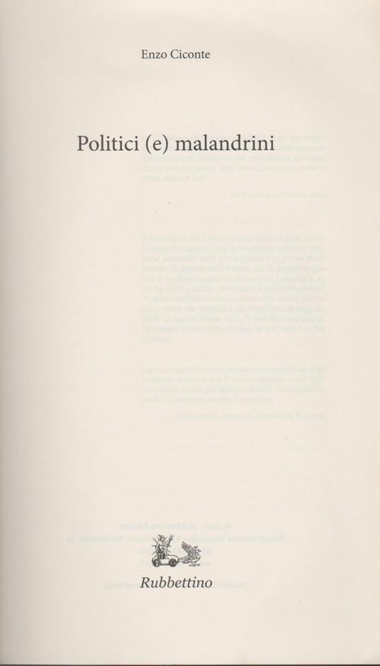 Politici (e) malandrini - copertina
