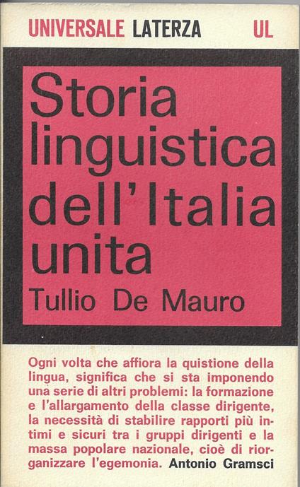 Storia linguistica dell'Italia unita - Tullio De Mauro - copertina