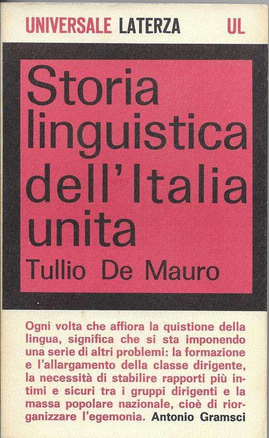 Storia linguistica dell'Italia unita - Tullio De Mauro - copertina