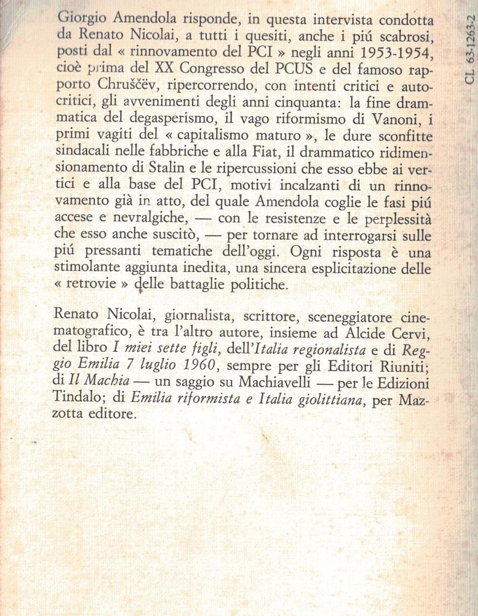 Amendola il rinnovamento del PCI