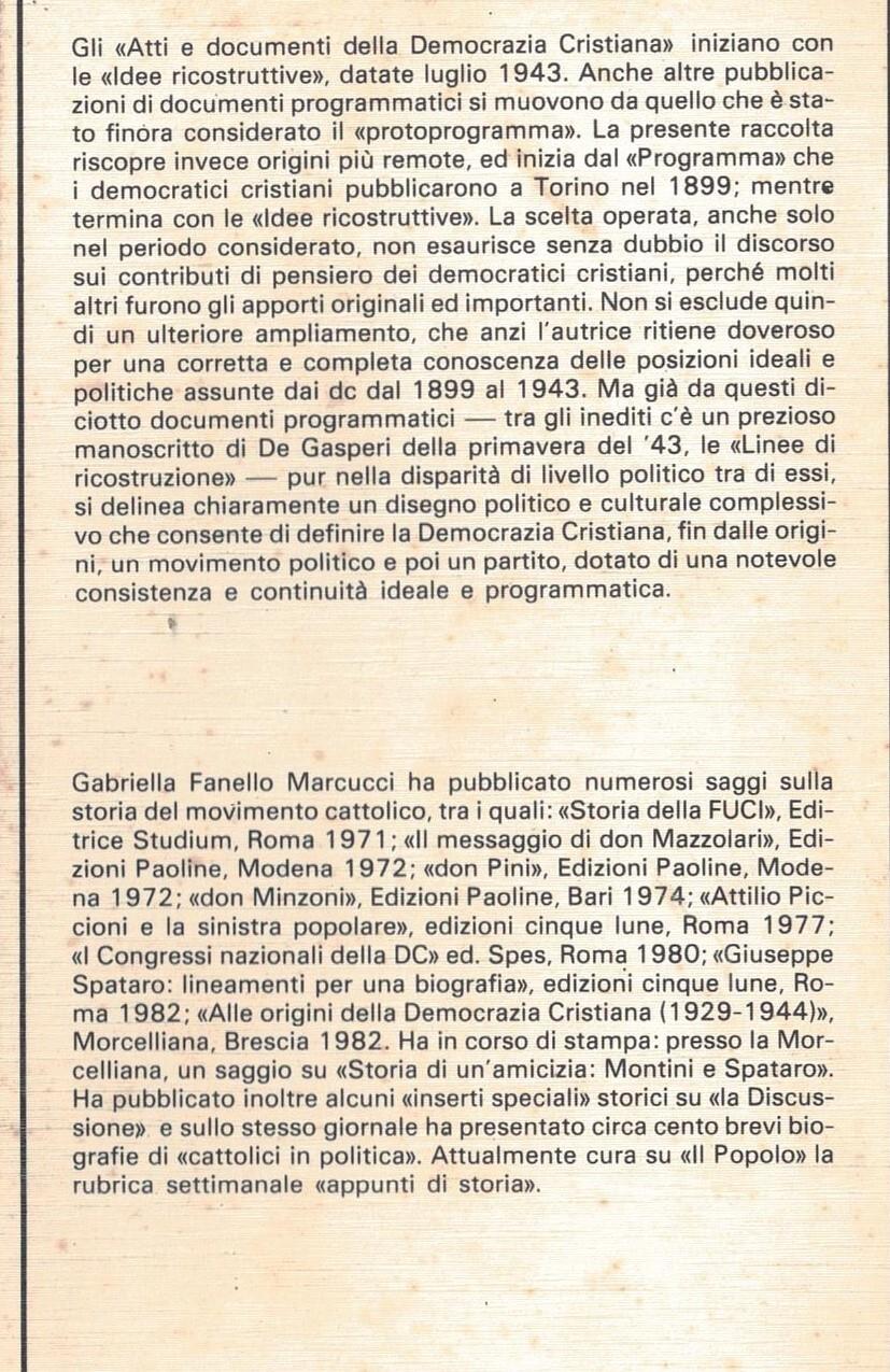 Documenti programmatici dei democratici cristiani (1899-1943)