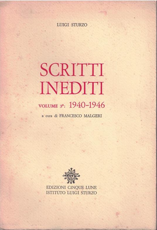 Scritti inediti. Volume 3 - Luigi Sturzo - copertina