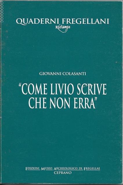  Come Livio Scrive Che Non Erra  - Giovanni M. Colasanti - copertina