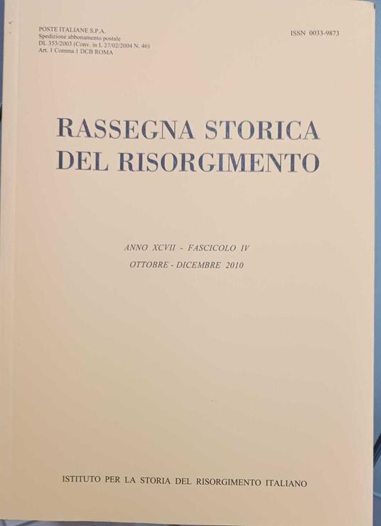 RASSEGNA STORICA DEL RISORGIMENTO- fascicolo IV - copertina