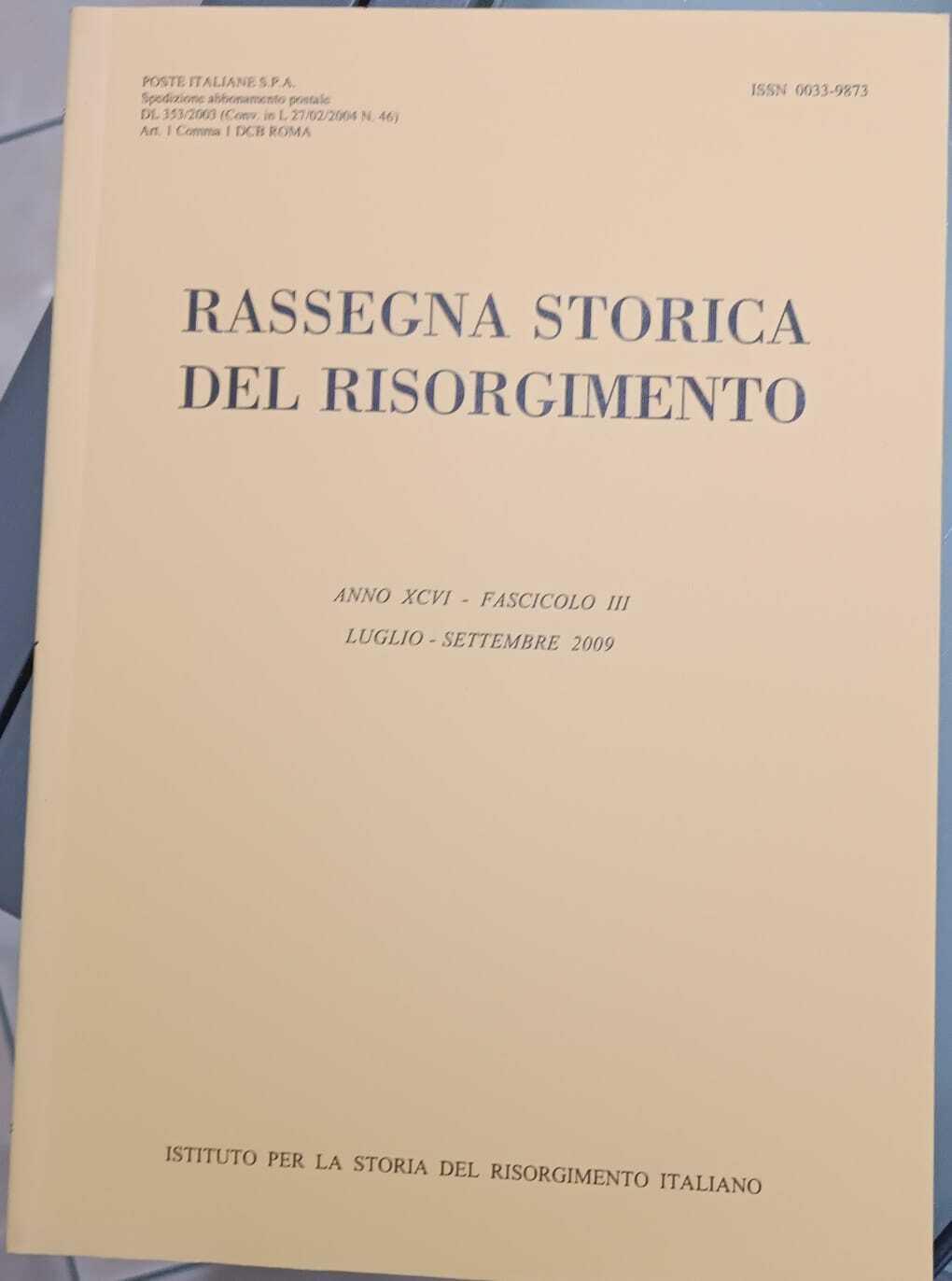 Rassegna Storica Del Risorgimento - Anno Xcvi Fascicolo Iii
