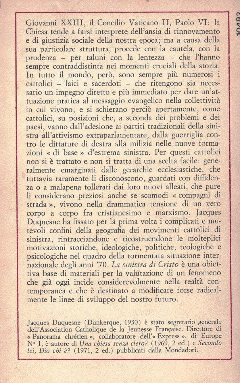 La sinistra di Cristo. La chiesa, Il potere e la rivoluzione