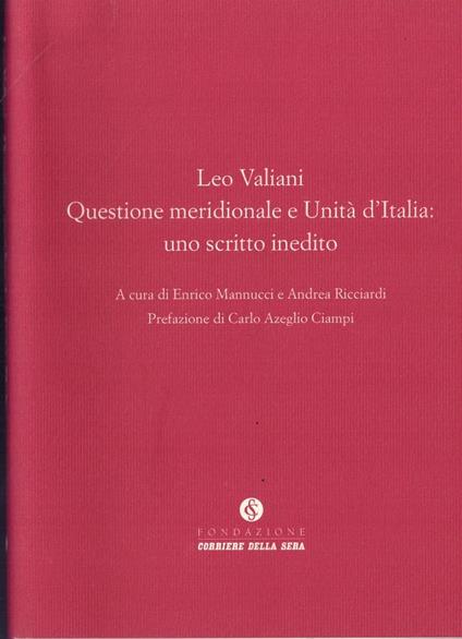 Questione meridionale e Unità d'Italia - Leo Valiani - copertina