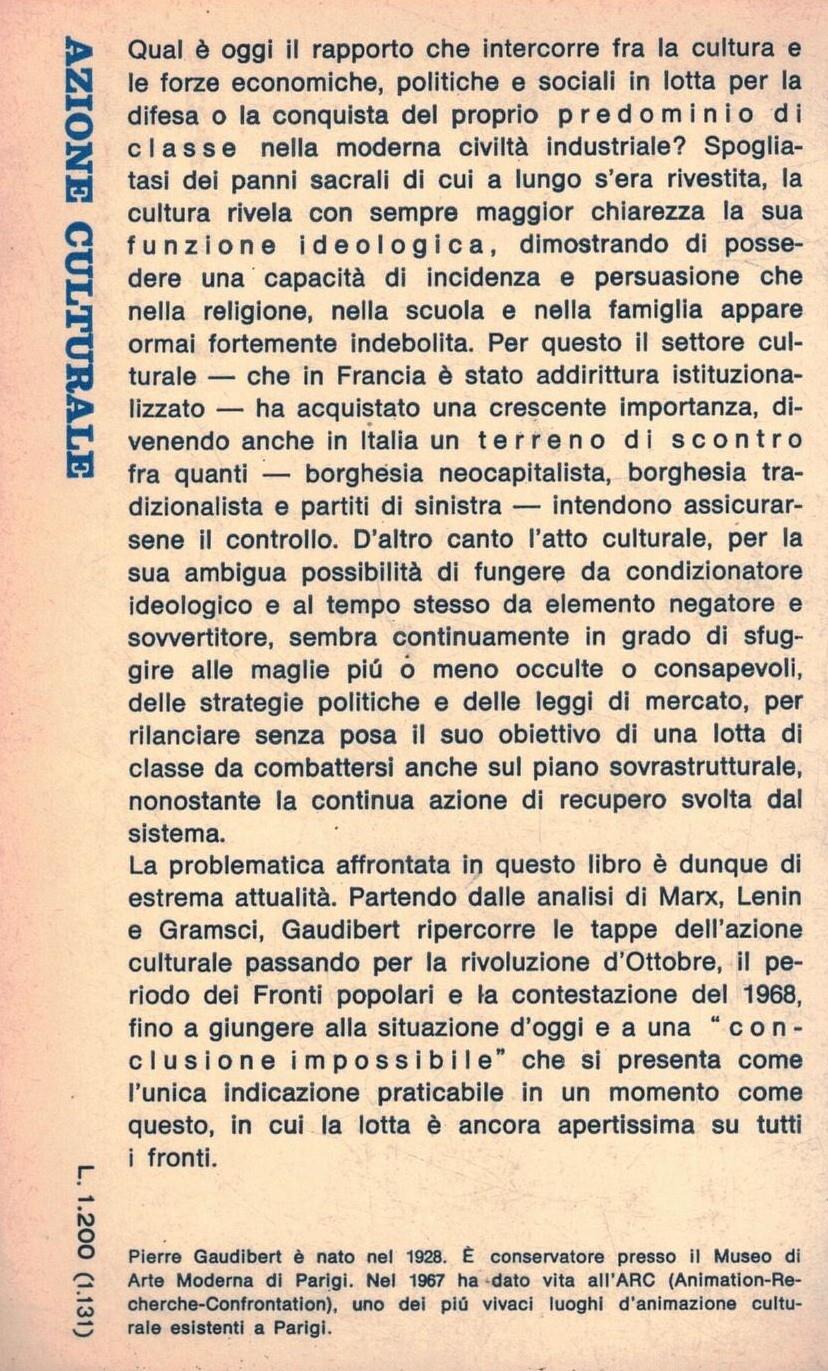 Azione culturale. Integrazione e/o sovversione