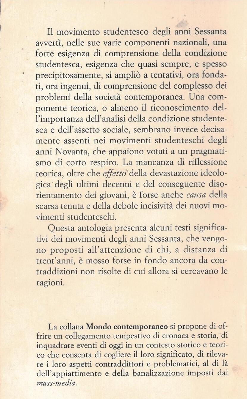 La condizione studentesca-Testi del movimento studentesco degli anni Sessanta