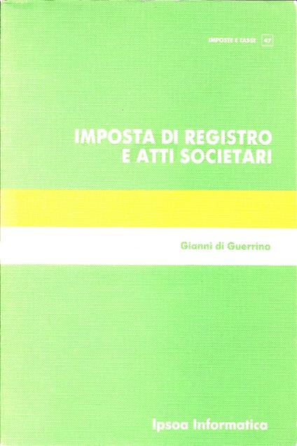 Imposta Di Registro E Atti Societari - copertina