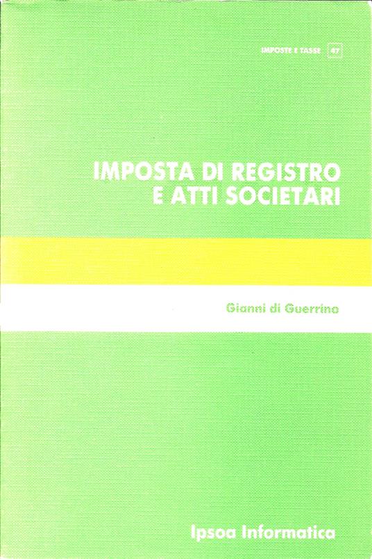 Imposta Di Registro E Atti Societari - copertina