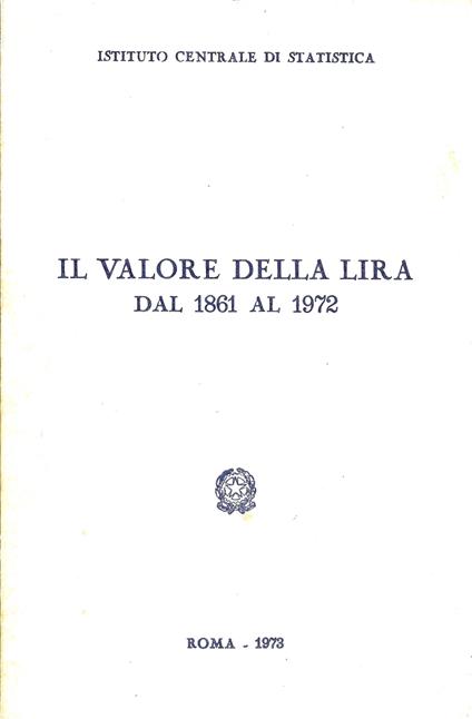 Il valore della Lira dal 1861 al 1972 - copertina