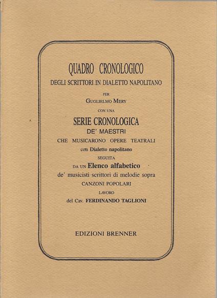 Quadro Cronologico Degli Scrittori In Dialetto Napolitano - copertina