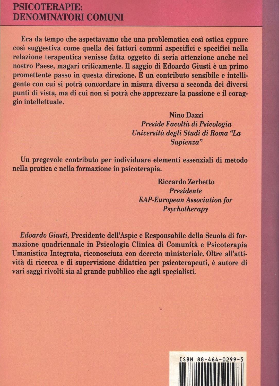 Psicoterapie, denominatori comuni. Epistemologia della clinica quantitativa