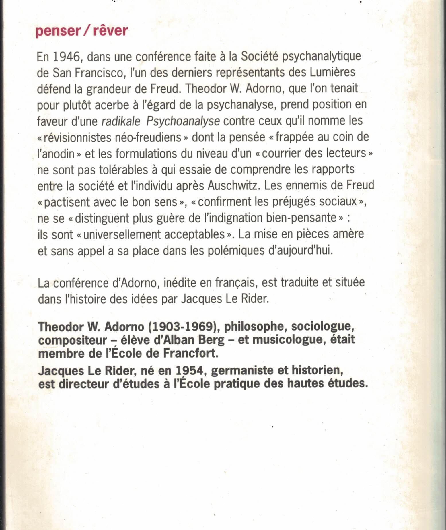 La psychanalyse révisée, suivi de L'allié incommode