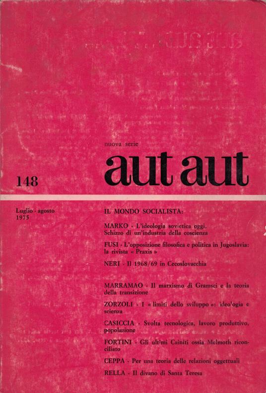 Aut aut nuova serie n.148 il mondo socialista - Enzo Paci - copertina