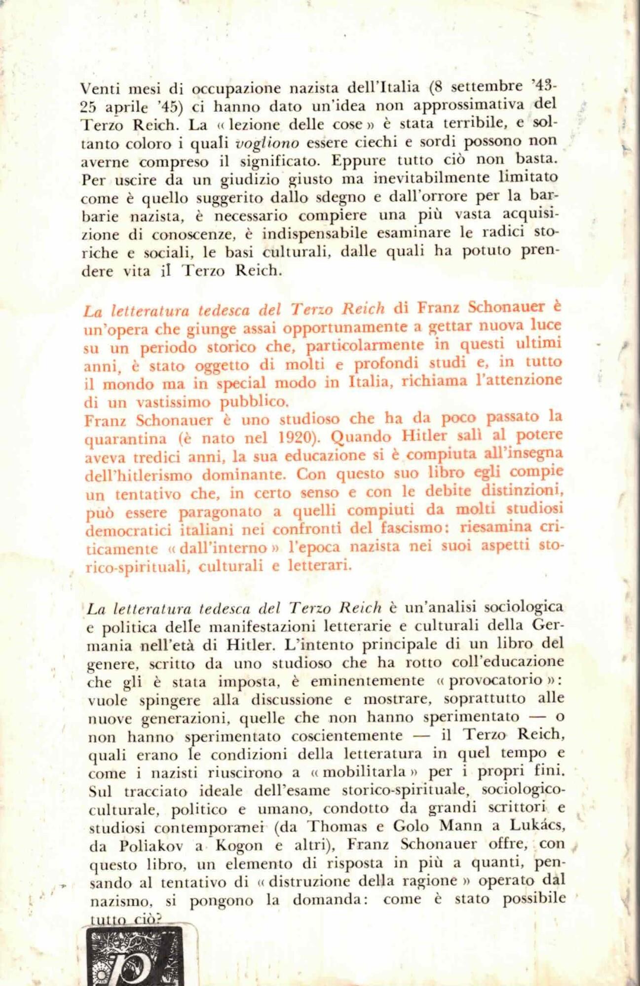 La letteratura tedesca del Terzo Reich