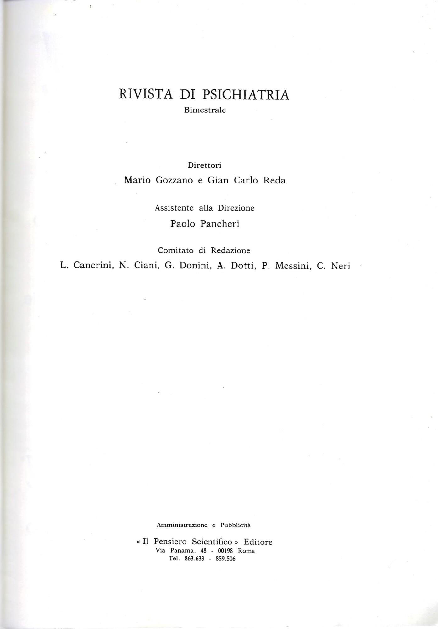 RIVISTA DI PSICHIATRIA - Vol. XV -