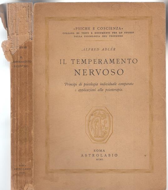 Il temperamento nervoso - Alfred Adler - copertina