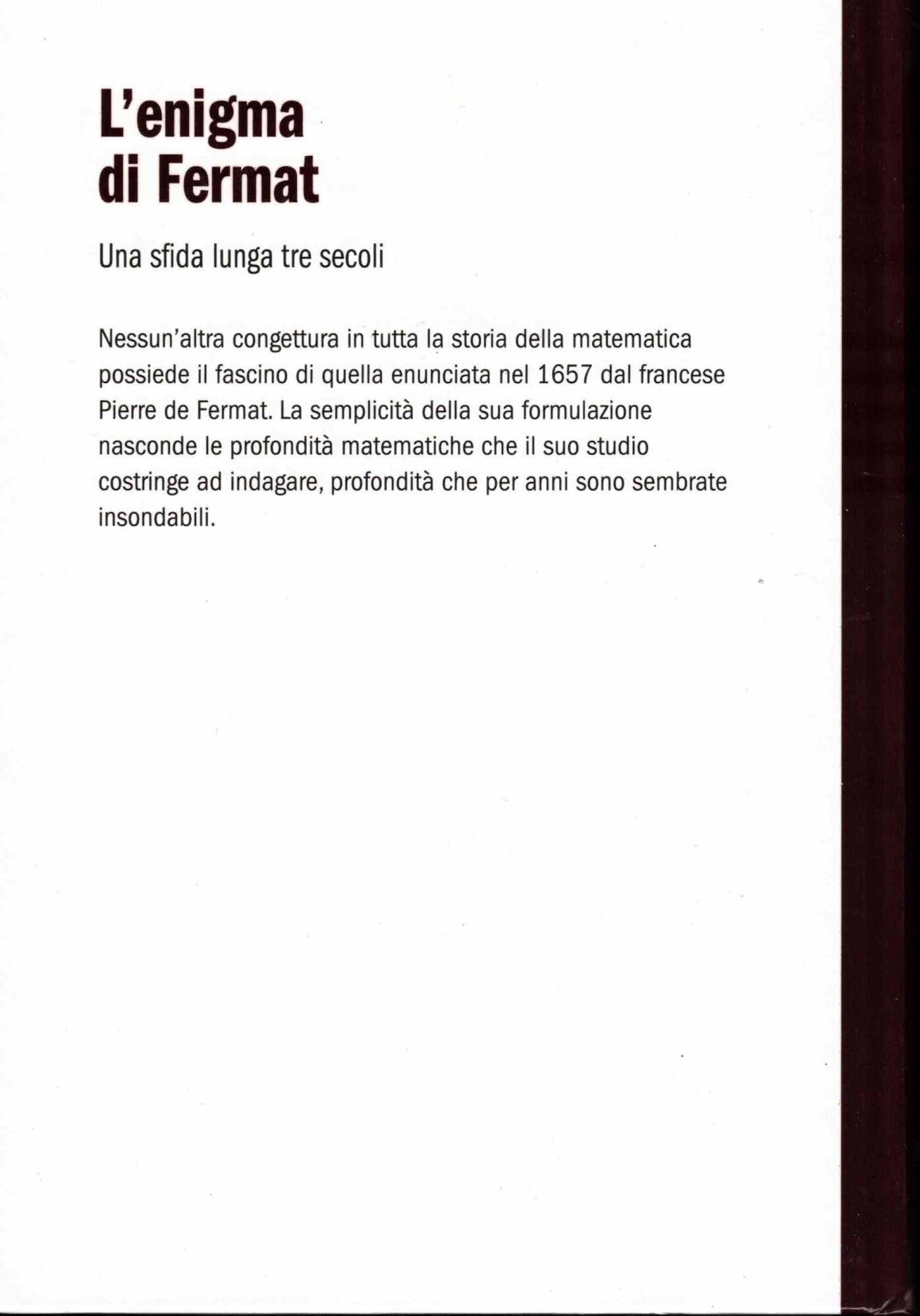 L' enigma di Fermat Una sfida lunga tre secoli