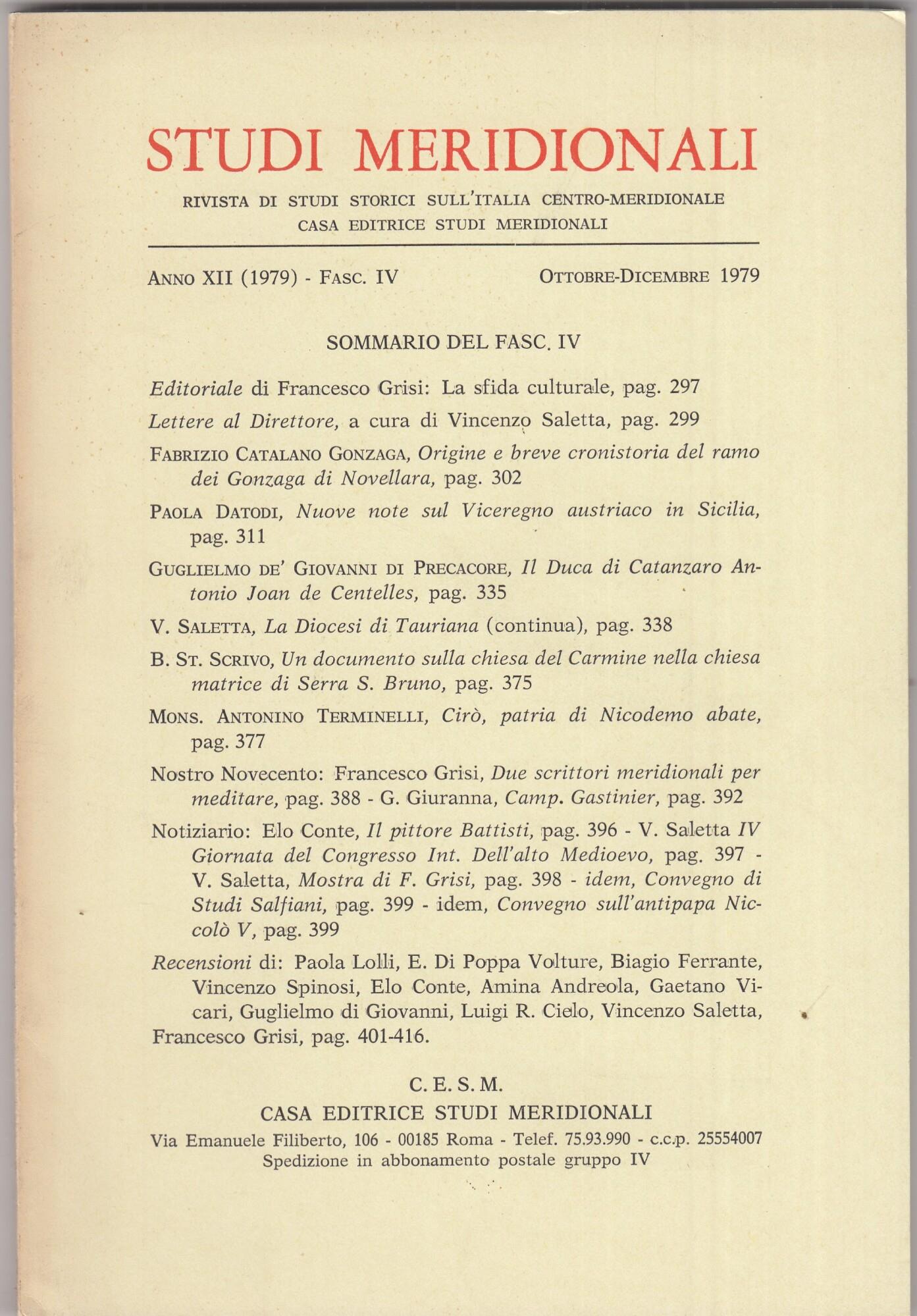 Studi meridionali. Anno 1979. Annata completa