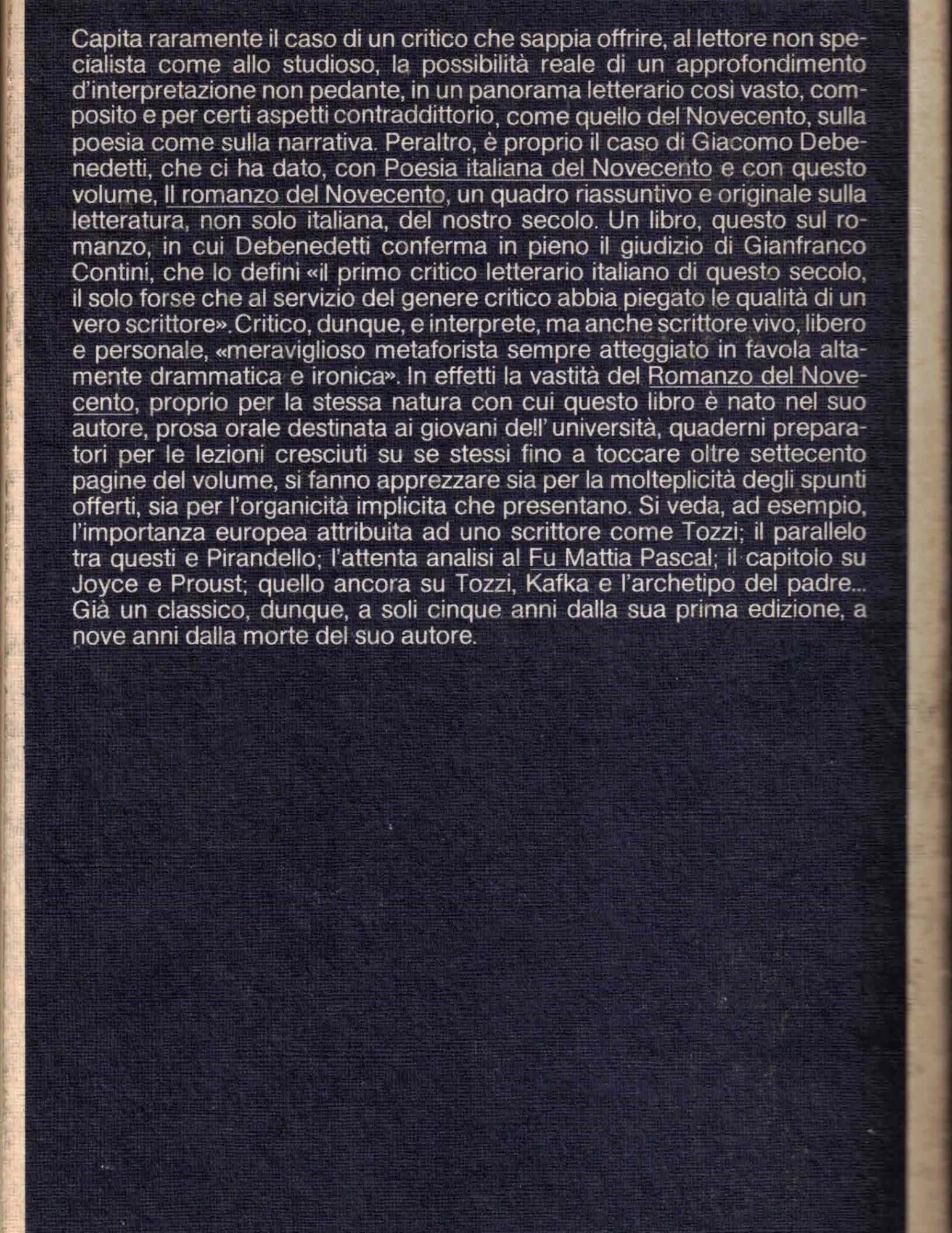 Il Romanzo Del Novecento