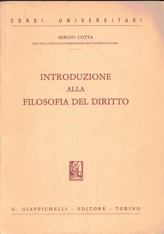 Introduzione alla filosofia del diritto - Sergio Cotta - copertina