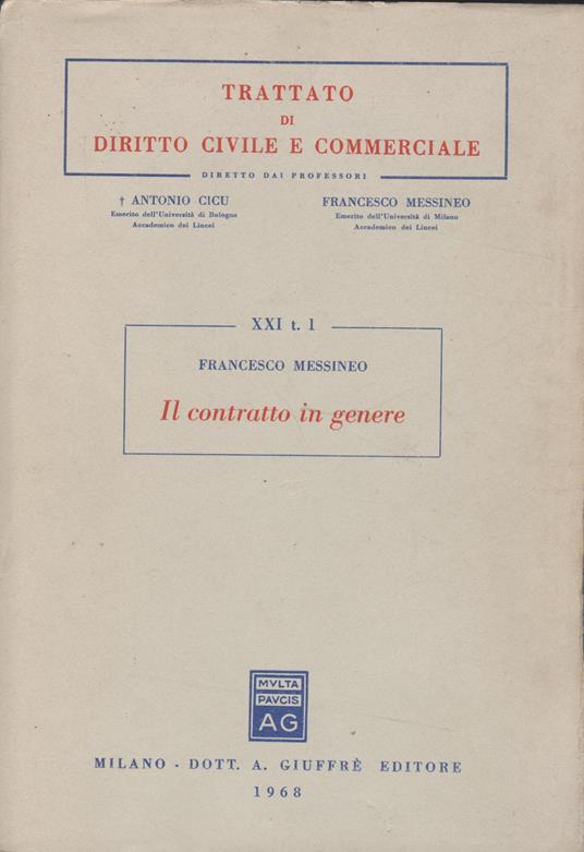 IL CONTRATTO IN GENERALE Tomo I - Francesco Messineo - copertina
