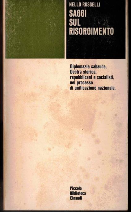 Saggi sul Risorgimento - Nello Rosselli - copertina