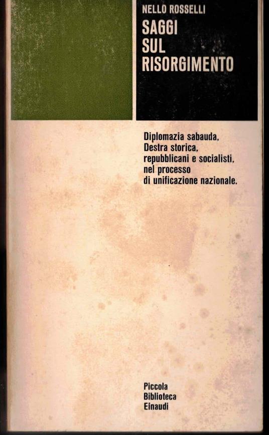 Saggi sul Risorgimento - Nello Rosselli - copertina