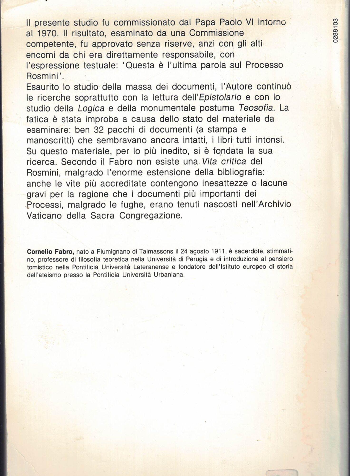 L' enigma Rosmini. Appunti d'archivio per la storia dei tre processi