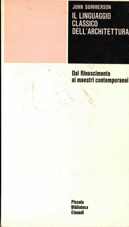 Il Linguaggio Classico Dell'Architettura - Dal Rinascimento Ai Maestri Contemporanei - John Summerson - copertina
