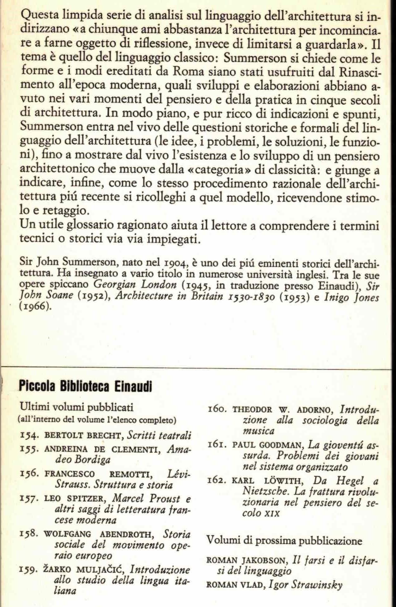 Il Linguaggio Classico Dell'Architettura - Dal Rinascimento Ai Maestri Contemporanei