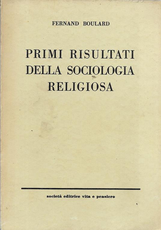 Primi Risultati Della Sociologia Religiosa - copertina