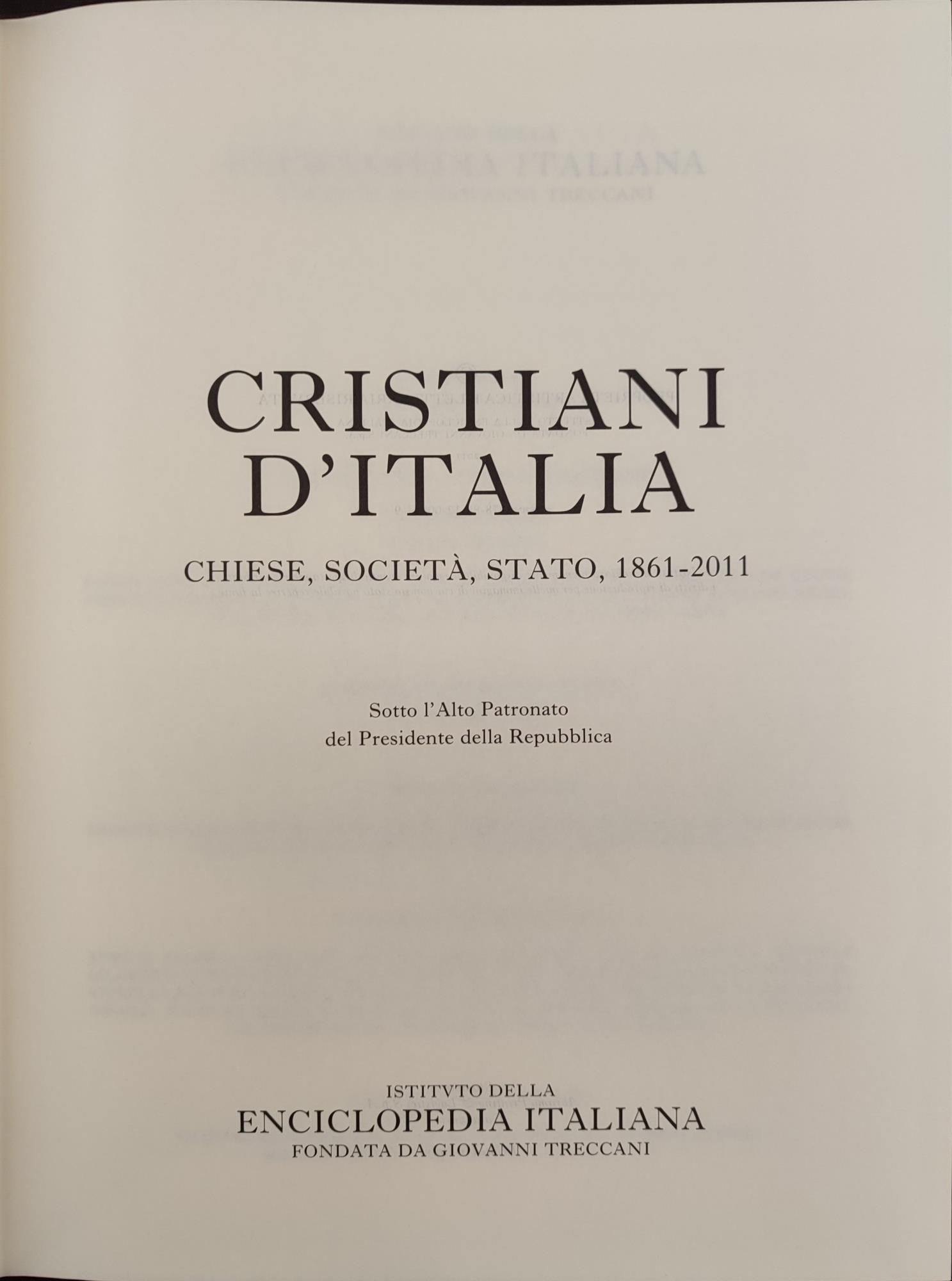 Istituto della enciclopedia italiana. Cristiani D'Italia. 2 volumi